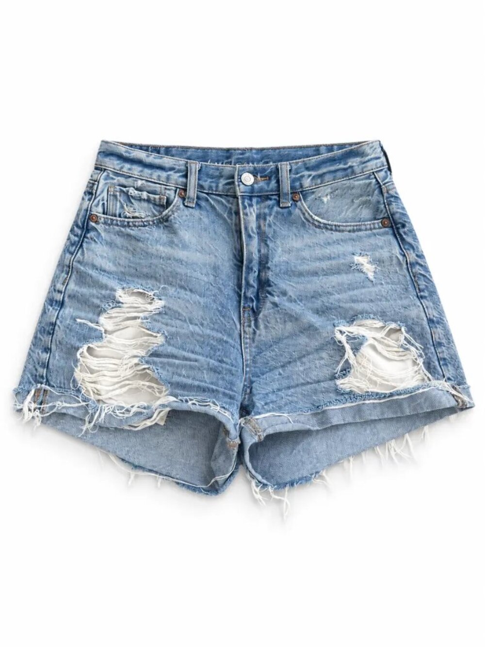 American Eagle Light-Wash Distressed Cutoff Shorts, Size 2